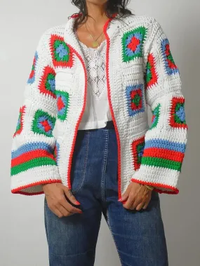 1970's Quilted Crochet Cardigan