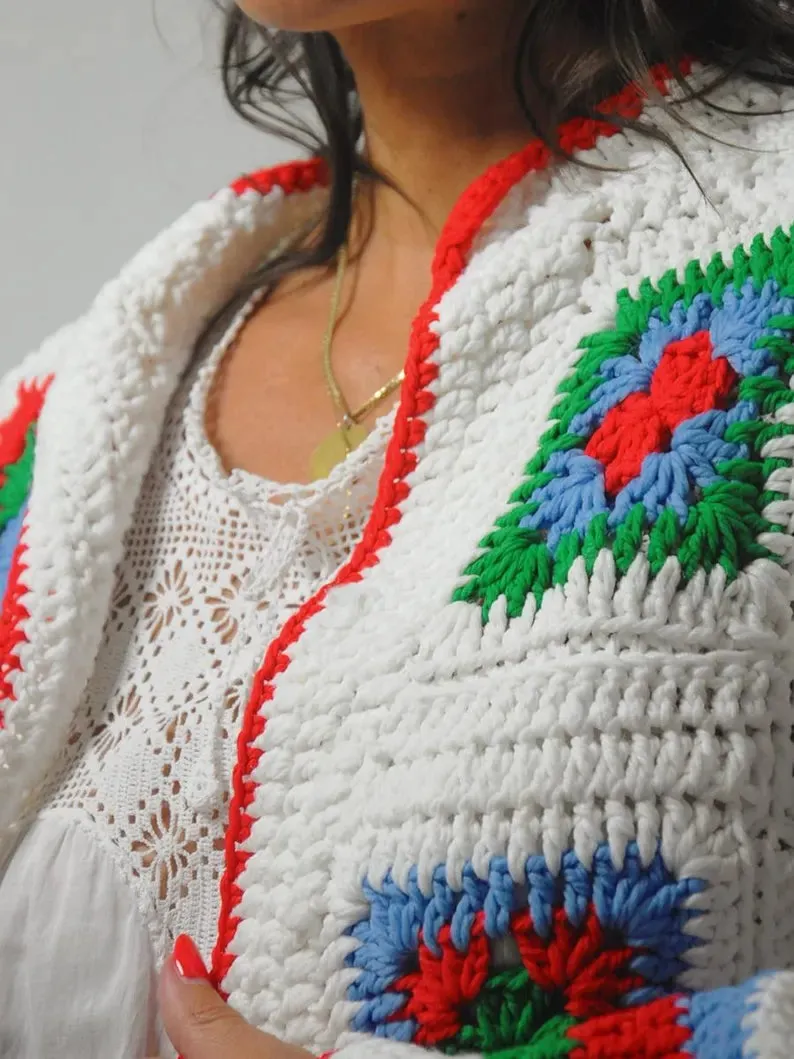 1970's Quilted Crochet Cardigan