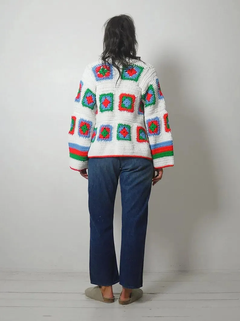 1970's Quilted Crochet Cardigan