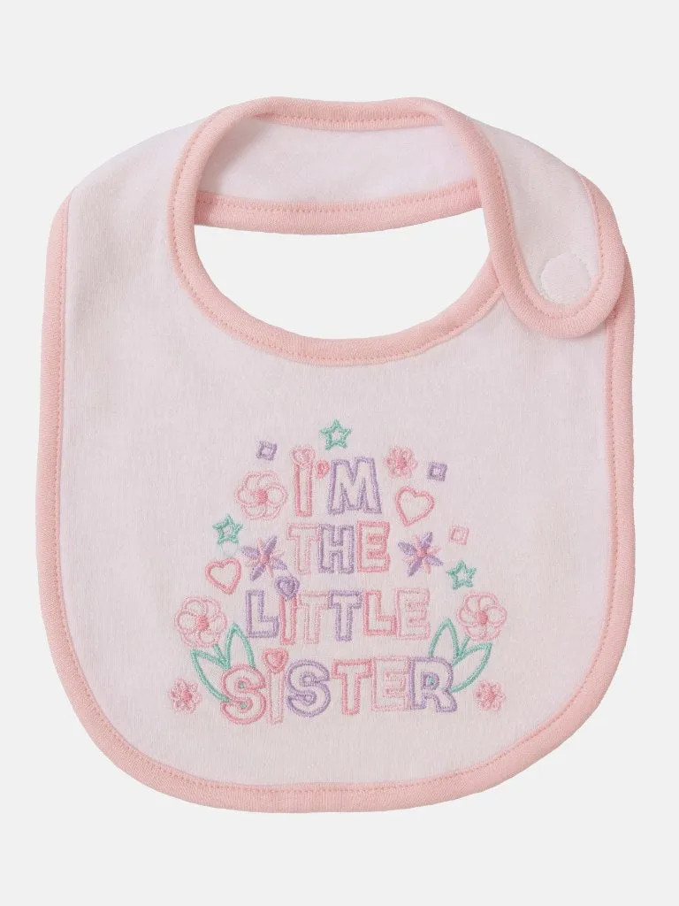 Baby Girl "Little Sister" Watch Me Grow 5-piece Set- White & Baby Pink