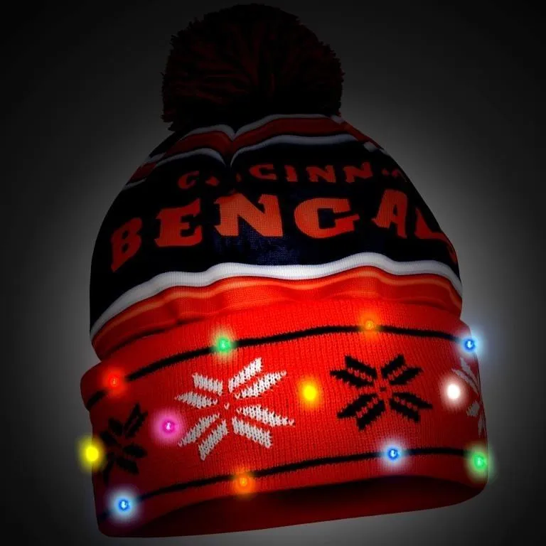 Cincinnati Bengals NFL Wordmark Light Up Printed Beanie