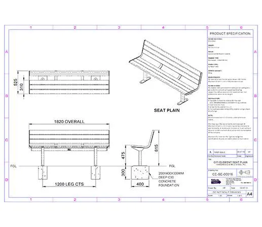 Citi Elements Powder Coated and Hardwood Timber Seat