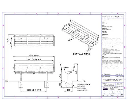 Citi Elements Powder Coated and Hardwood Timber Seat