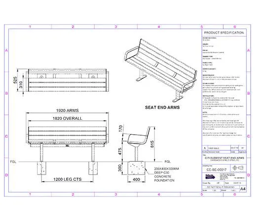 Citi Elements Powder Coated and Hardwood Timber Seat