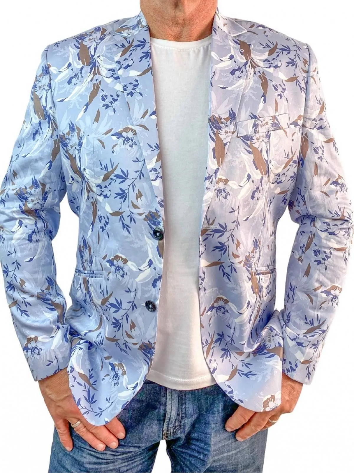 Glacier Floral Jacket - Blue/Brown