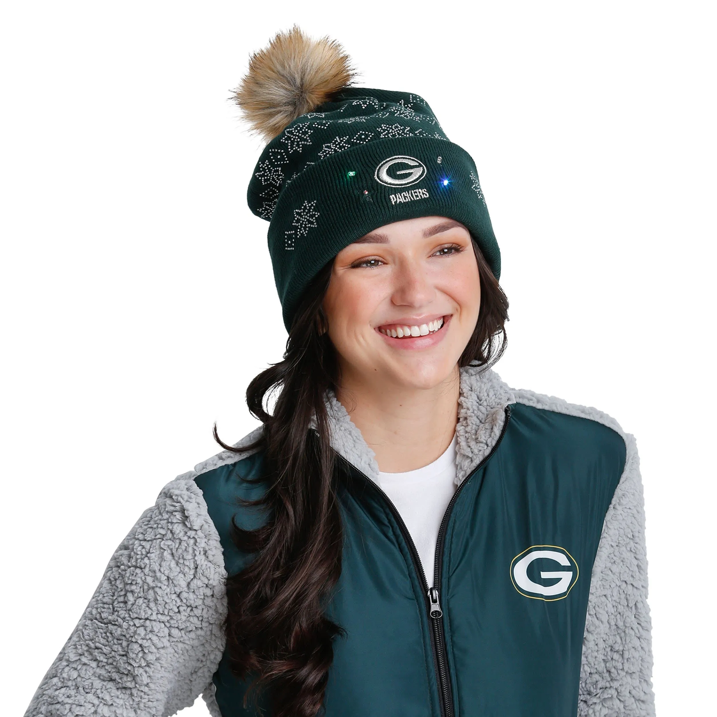 Green Bay Packers NFL Rhinestone Light Up Beanie