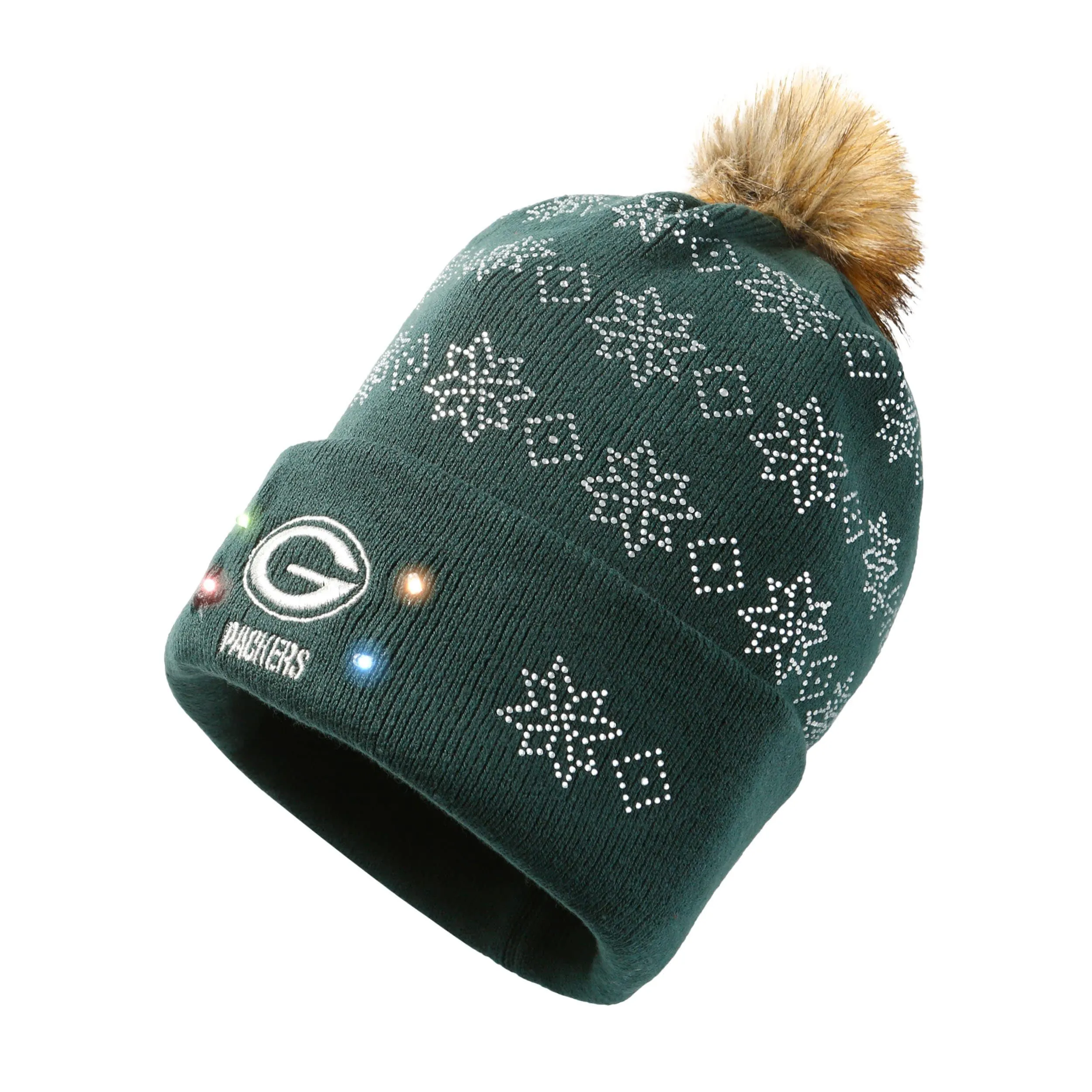 Green Bay Packers NFL Rhinestone Light Up Beanie