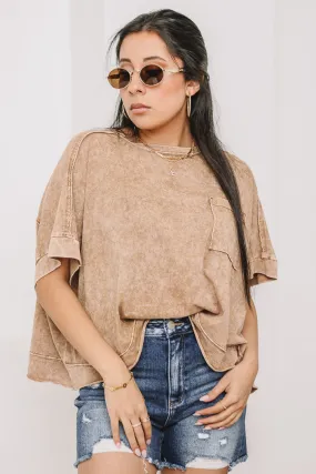 Halo Frost Oversized Crop Tee | Brown