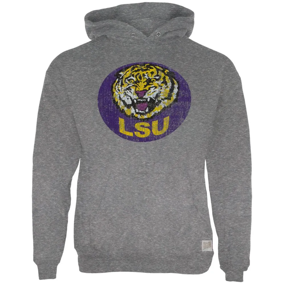 LSU Tigers - Distressed Circle Tiger Tri-Blend Adult Pullover Hoodie