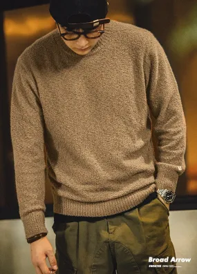 Maden Vintage Half Turtleneck Solid Color Sweater Men's Autumn and Winter Thin Fluffy Knitted Sweaters Halloween Men Pullovers