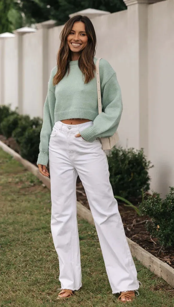 Mint Green Knit Crop Sweater