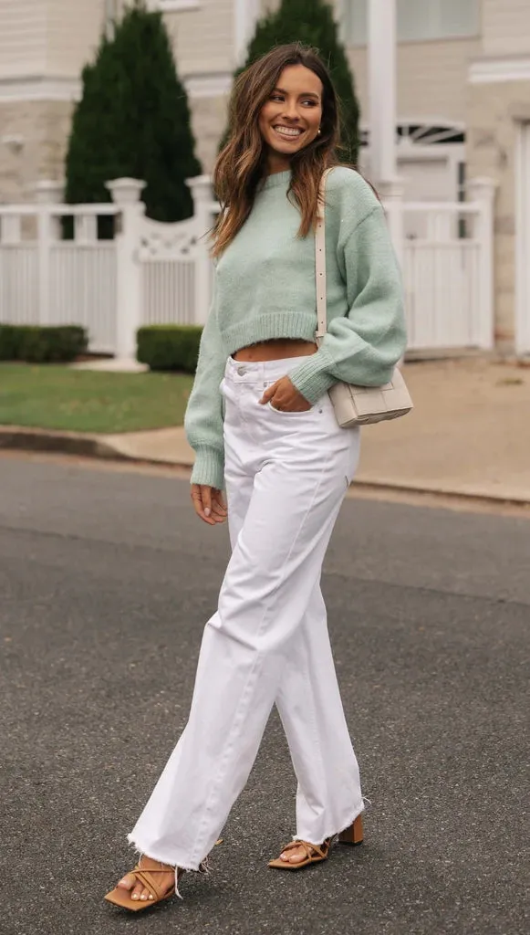 Mint Green Knit Crop Sweater
