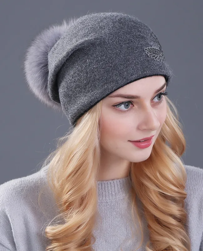 Real fox fur beanie