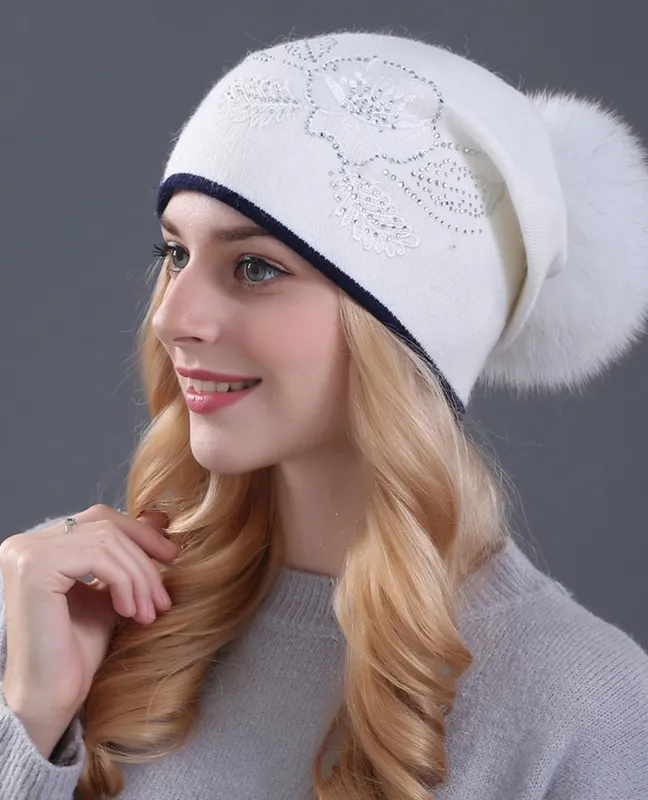 Real fox fur beanie