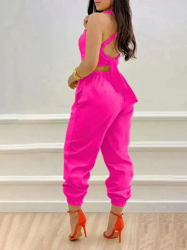 Tied Back Jogger Jumpsuit--Clearance