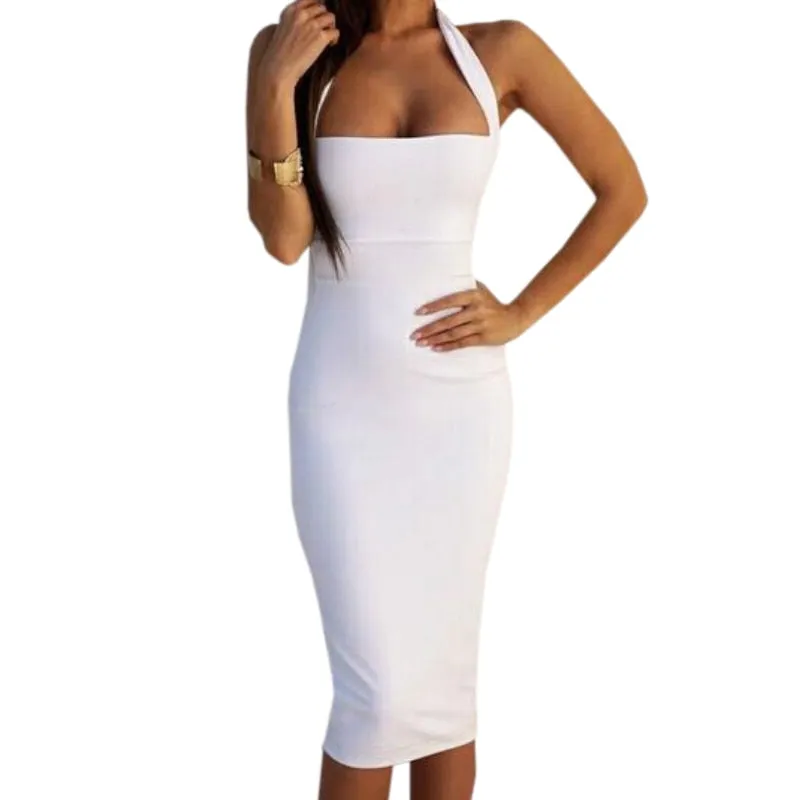 VenusFox Bandage Bodycon Dress Party Dresses Sleeveless Knee-Length